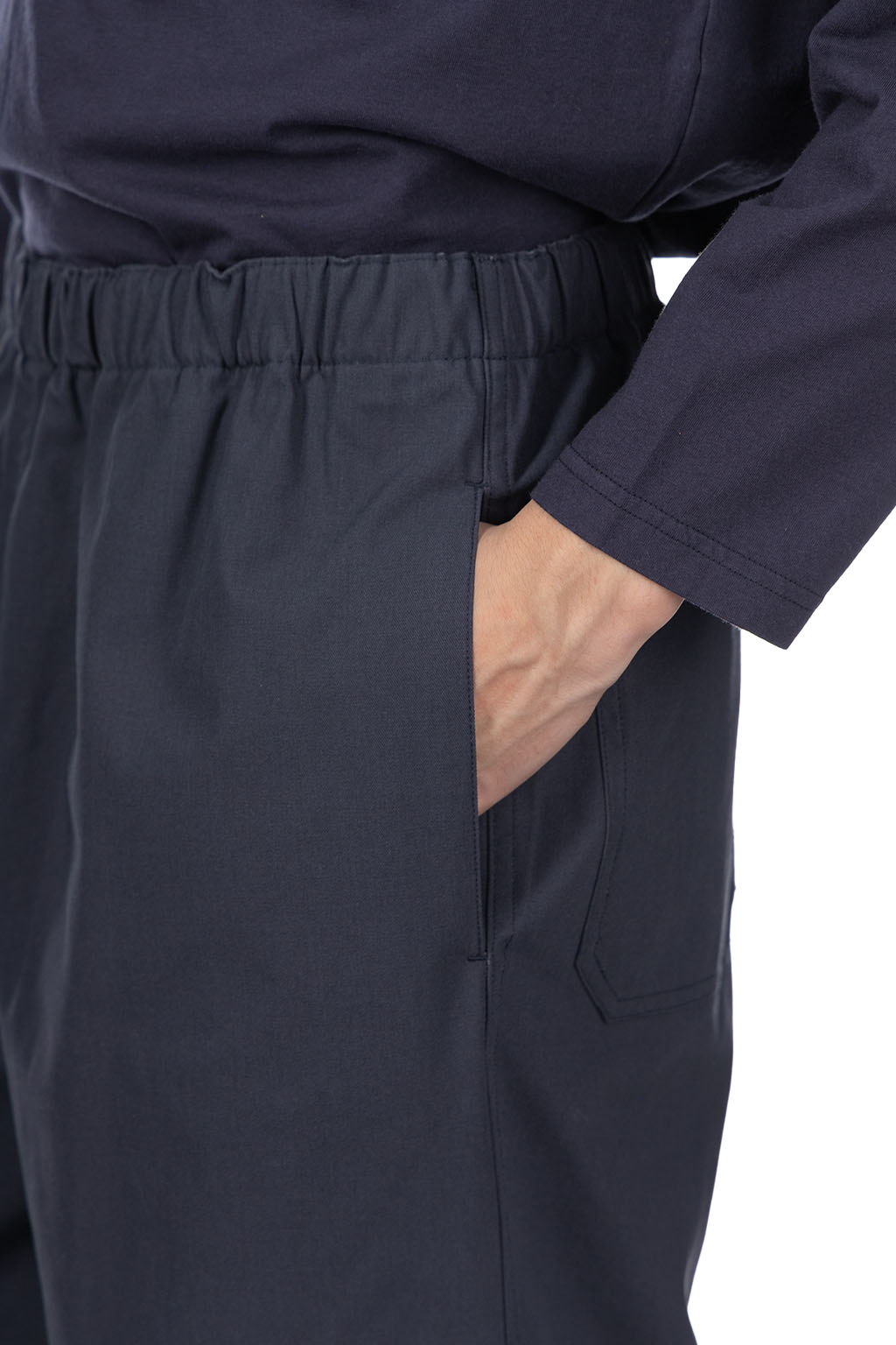 YLEVE - Y : Cotton Poly Twill Tapered Easy Trousers - Navy