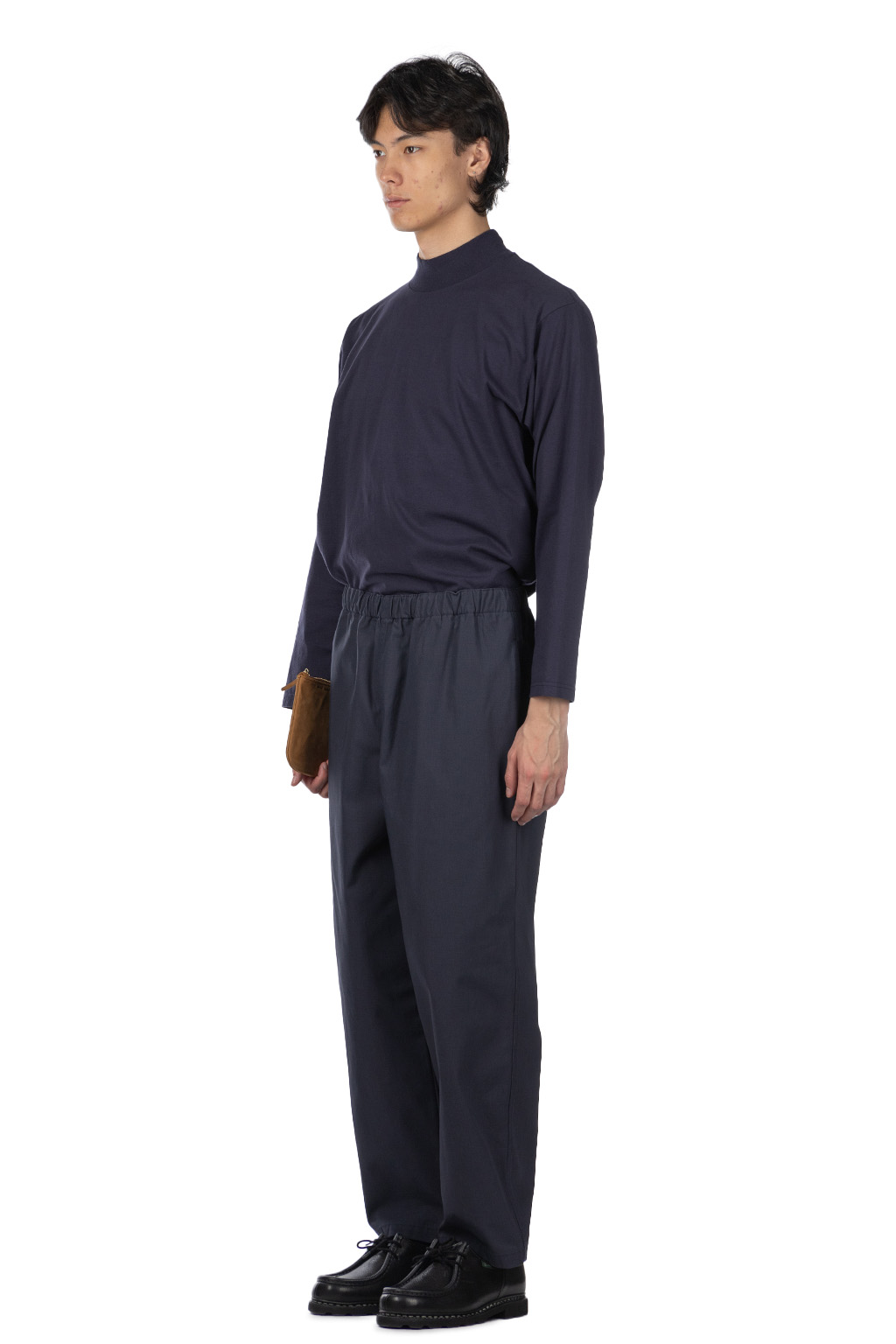 YLEVE - Y : Cotton Poly Twill Tapered Easy Trousers - Navy